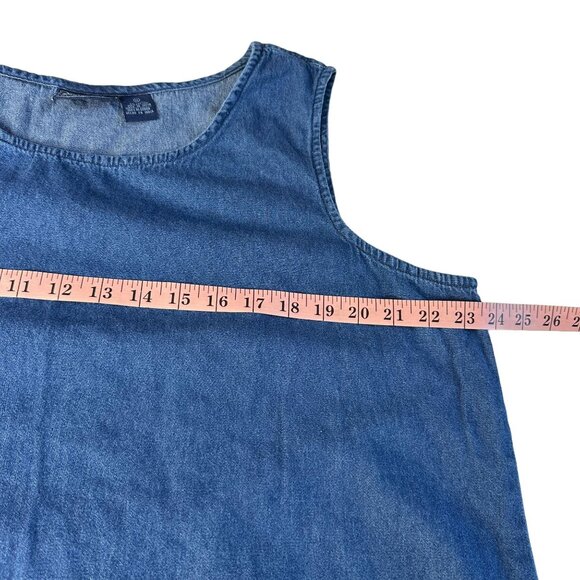 Jane Ashley Vintage 90s Denim Maxi Dress Plus 1X Floral Embroidery Cottagecore - Picture 9 of 12